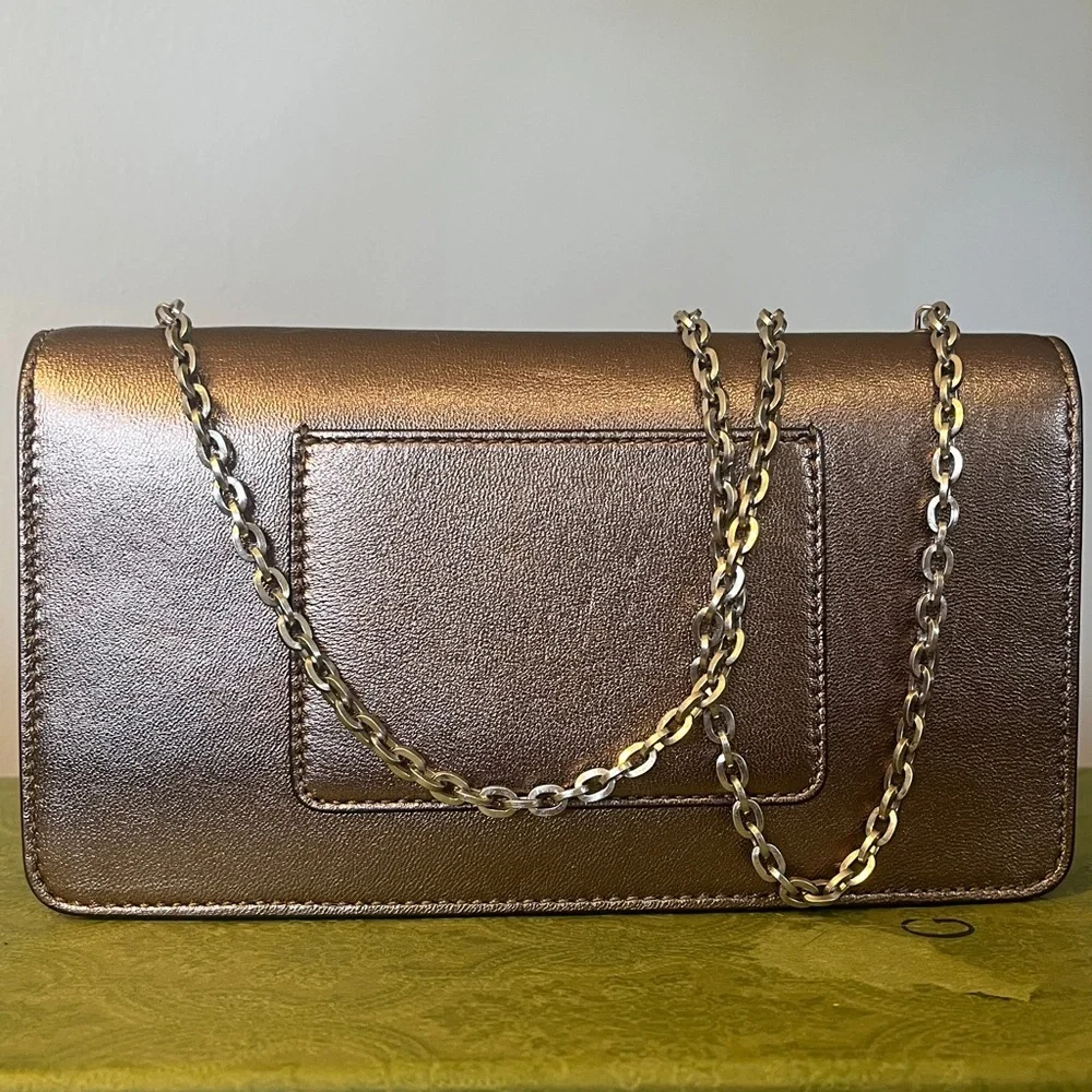 Metallic Silver / Bronze Bayswater Clutch Wallet on Chain - Picture 4 of 12